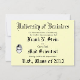 狂科学者卒業証書ジョーク招待状 招待状