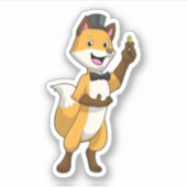 狐がウェディングリングをつけた新郎に変身する シール (正面)