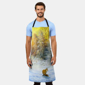 狐が衰えた冬の風景 エプロン (着用した状態)