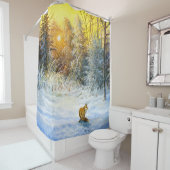 狐が衰えた冬の風景 シャワーカーテン (インサイチュ)