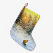 狐が衰えた冬の風景 スモールクリスマスストッキング (正面 (吊り時))