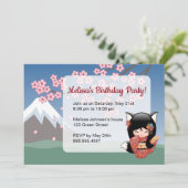 狐こけし人形黒キツネ誕生会 招待状 (スタンド正面)