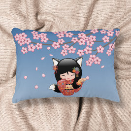 狐こけし人形 – 黒キツネ芸者ガール アクセントクッション