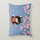 狐こけし人形 – 黒キツネ芸者ガール アクセントクッション (正面(垂直))