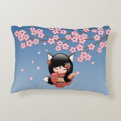 狐こけし人形 – 黒キツネ芸者ガール アクセントクッション (裏面)