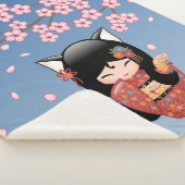 狐こけし人形 – 黒キツネ芸者ガール シェルパブランケット (3/4)