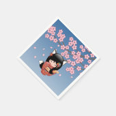 狐こけし人形 – 黒キツネ芸者ガール スタンダードカクテルナプキン (角)