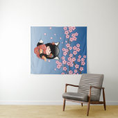 狐こけし人形 – 黒キツネ芸者ガール タペストリー (インサイチュ(横))