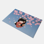 狐こけし人形 – 黒キツネ芸者ガール ドアマット (アングル)