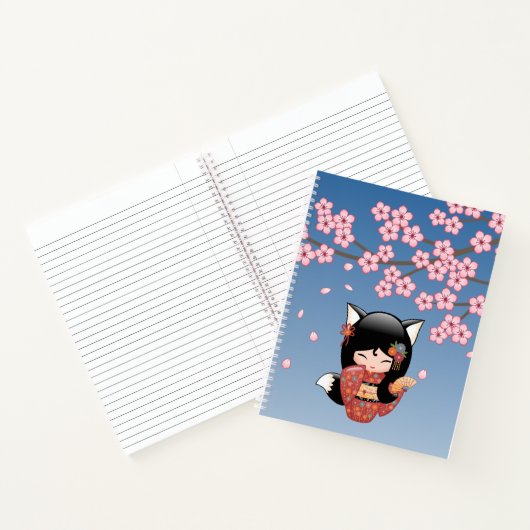 狐こけし人形 – 黒キツネ芸者ガール ノートブック (内部)