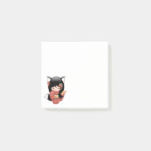 狐こけし人形 – 黒キツネ芸者ガール ポストイット (正面)