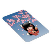 狐こけし人形 – 黒キツネ芸者ガール マグネット (右側)