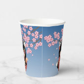 狐こけし人形 – 黒キツネ芸者ガール 紙コップ (右)