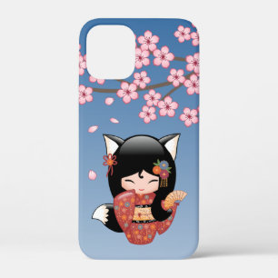 狐こけし人形 – 黒キツネ芸者ガール iPhone 12 MINI ケース