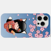 狐こけし人形 – 黒キツネ芸者ガール Case-Mate iPhoneケース (裏面 (横))