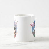 狐こけし人形 – 黒キツネ芸者少女コーヒー コーヒーマグカップ (中央)