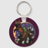 狐とオダマキ(植物)の花 キーホルダー (裏面)