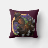 狐とオダマキ（植物）の花 クッション (裏面)