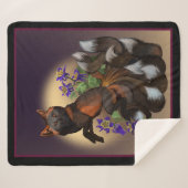 狐とオダマキ（植物）の花 シェルパブランケット (正面(横))