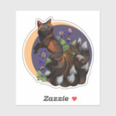 狐とオダマキ（植物）の花 シール (シート)