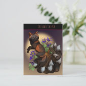 狐とオダマキ（植物）の花 ポストカード (スタンド正面)