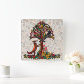 狐とカラス スクエア壁時計 (ホーム)