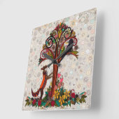 狐とカラス スクエア壁時計 (傾斜)