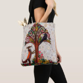 狐とカラス トートバッグ (クローズアップ)