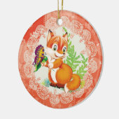 狐と蝶の模様 セラミックオーナメント (左)