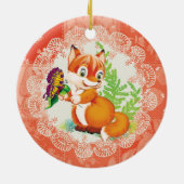 狐と蝶の模様 セラミックオーナメント (裏面)