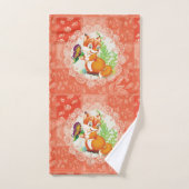 狐と蝶の模様 バスタオルセット (ハンドタオル)