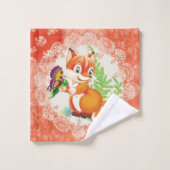 狐と蝶の模様 バスタオルセット (ウォッシュタオル)