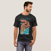 狐と鯉の和風デザイン Tシャツ (正面フル)