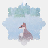 狐のいる冬のワンダーランドの風景 オーナメントカード (裏面)