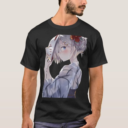 狐のお面の少女 Tシャツ (正面)