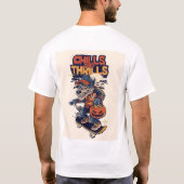 狐のデザインの袖付きTシャツ Tシャツ (裏面)