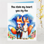 狐のバレンタインデーカード カード (黄色い花)