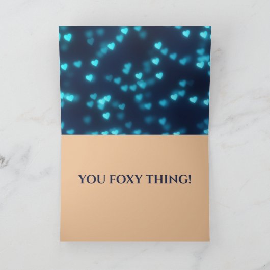 狐のバレンタインラブロマンチックムーンアート フォクシーブルー カード (内部)