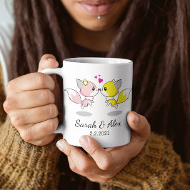 狐のマグカップ、カップルに贈る名入れコーヒーマグ コーヒーマグカップ