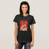 狐の威厳: 着物姿の九尾 Tシャツ (正面フル)
