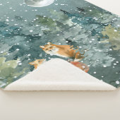 狐の家族 森の満月と雪景色 シェルパブランケット (3/4)