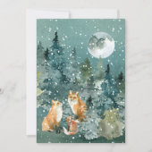 狐の家族 森の満月 雪景色 水彩画 シーズンカード (正面)