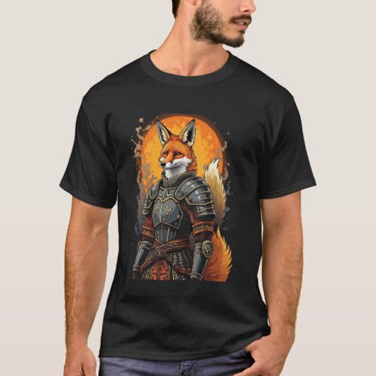 狐の戦士ファンタジー Tシャツ (正面)