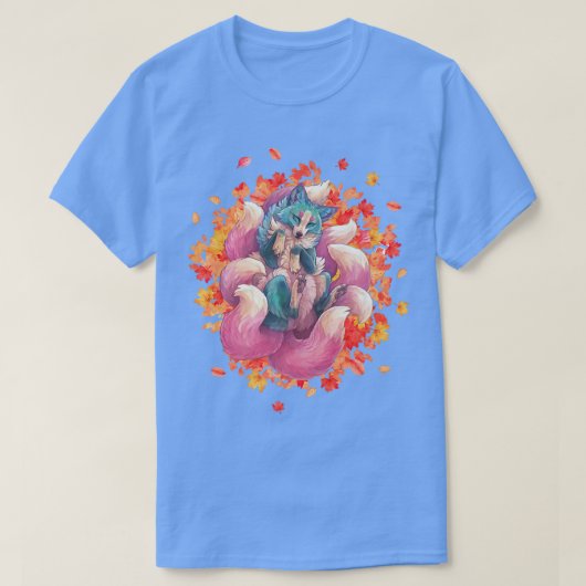 狐の日本の角の狐 Tシャツ (デザイン正面)