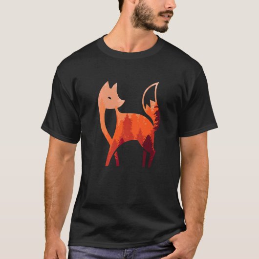 狐の森 狐 動物の森 自然 抽象 Tシャツ (正面)
