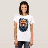 狐の水彩画 月の森 動物の美意識 Tシャツ (正面フル)