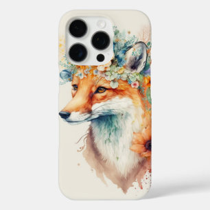 狐の花冠の水彩画 iPhone 16 PROケース