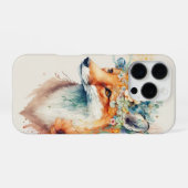 狐の花冠の水彩画 iPhoneケース (裏面横)