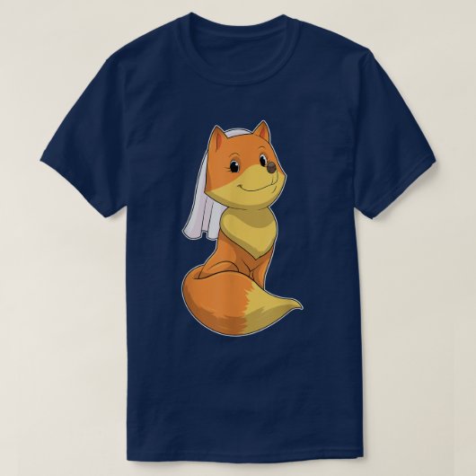 狐の花嫁のヴェール ウェディング Tシャツ (デザイン正面)