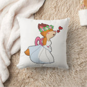 狐の花嫁　ウェディングドレスと花輪つき クッション (ブランケット)